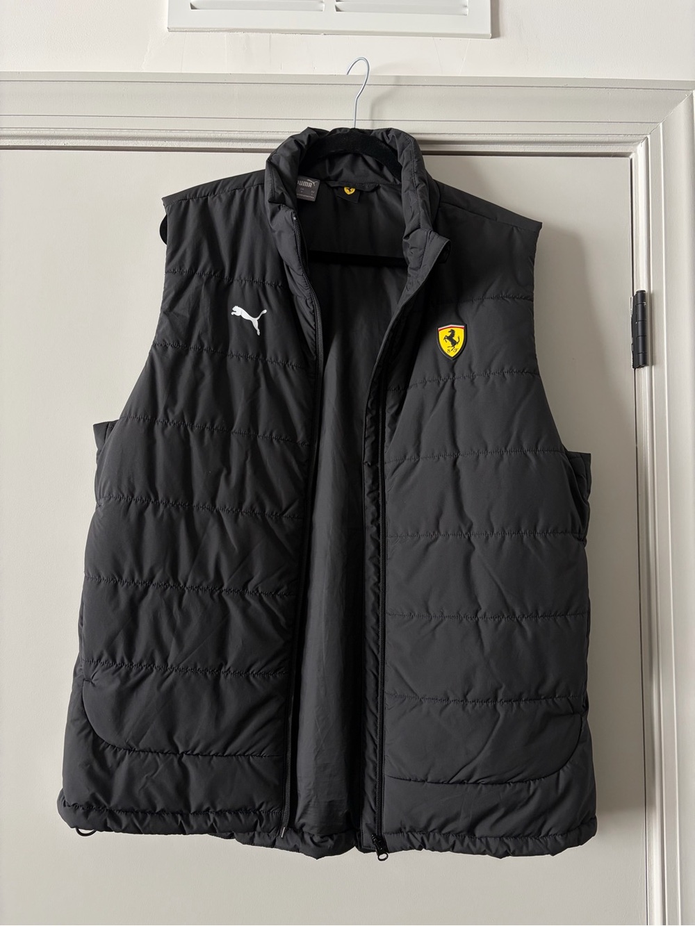 Puma Black Quilted Vest with Yellow Ferrari Shield
